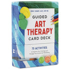Guided Art Therapy Card Deck packaging with colorful art supplies on a white background