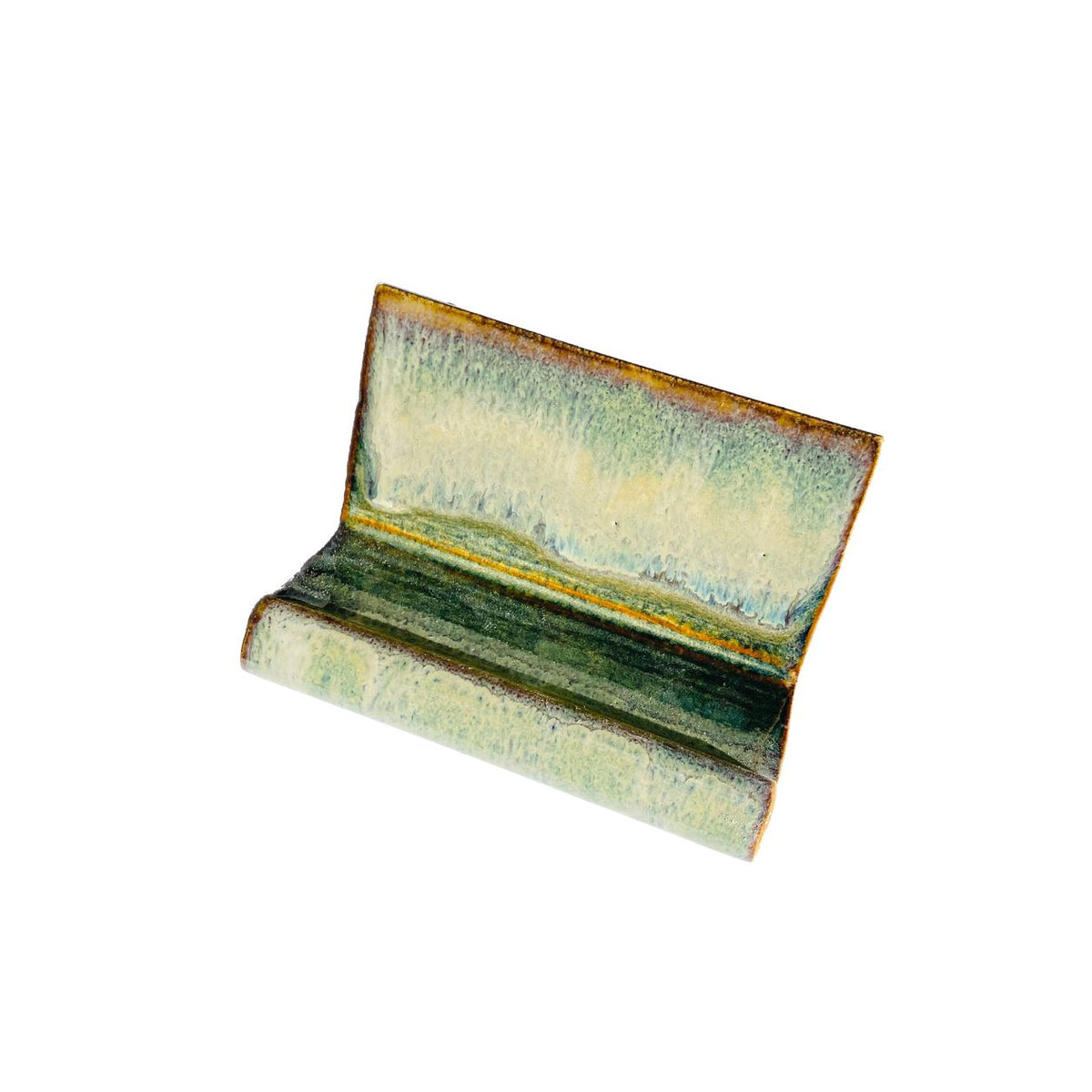Bay Pottery handmade stoneware business card holder in jade glaze