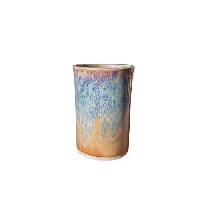 Bay Pottery handmade stoneware drinking tumbler with reactive drip glaze, 8 oz - view 1