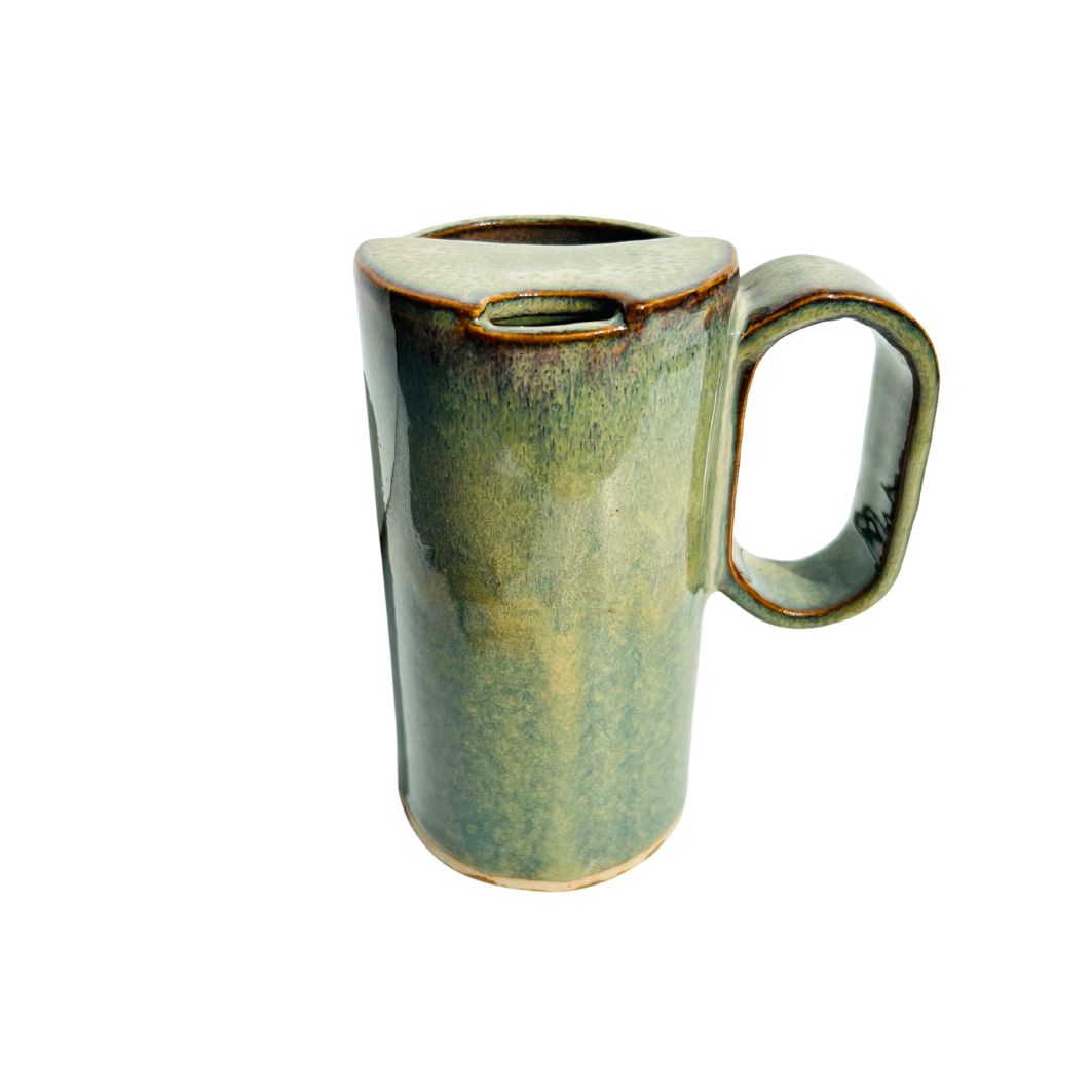 Bay Pottery handmade stoneware travel mug with handle and attached lid, 16 oz - view 1