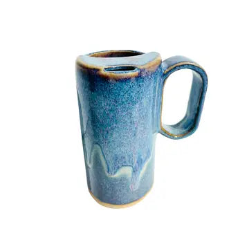 Bay Pottery handmade stoneware travel mug with handle and attached lid, 16 oz - view 3