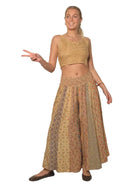 Blue Sky Day Tripper Pants Patchwork, rayon patchwork panel detail
