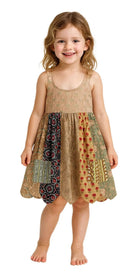 Blue Sky Girls Panel Dress With Scalloped Hem
