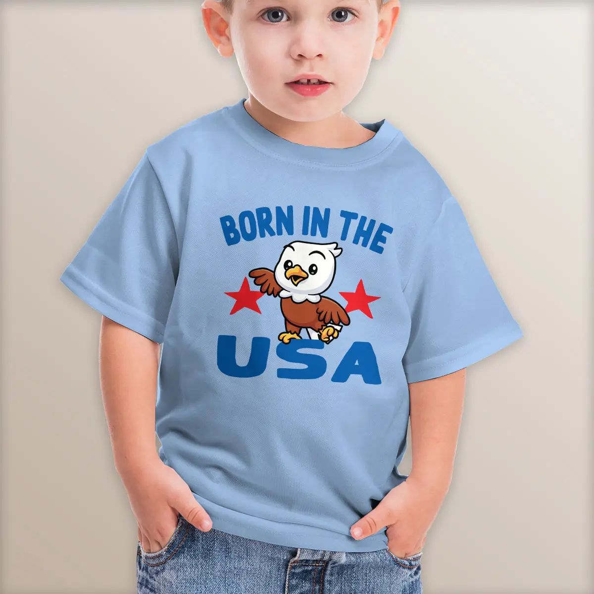 Born in the USA toddler t-shirt with cute eagle graphic