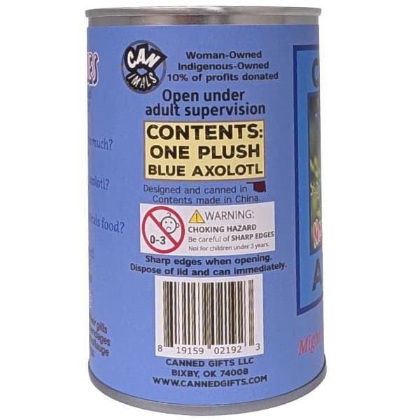 Canned Blue Axolotl plush in a can by Canned Gifts, view 3