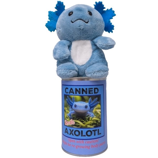 Canned Blue Axolotl plush in a can by Canned Gifts, view 4