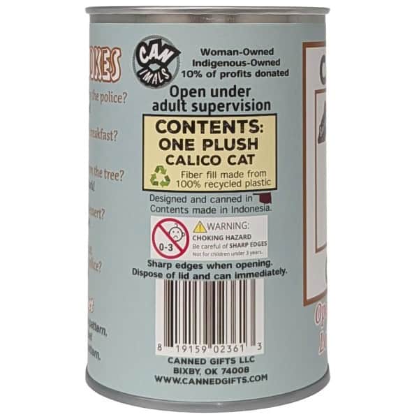 Canned Calico Cat plush in a can by Canned Gifts, view 3