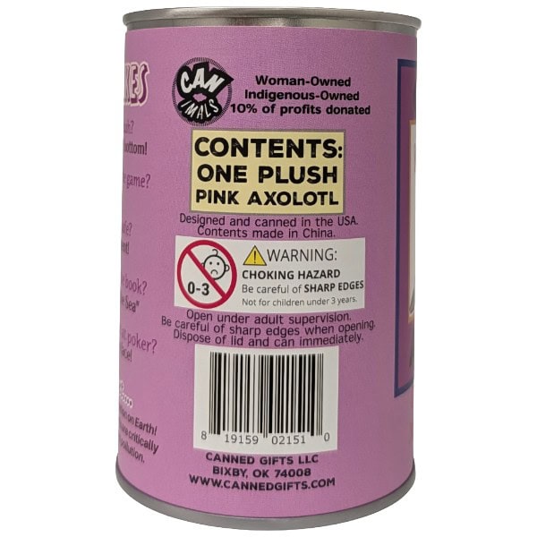 Canned Pink Axolotl plush in a can by Canned Gifts, view 3