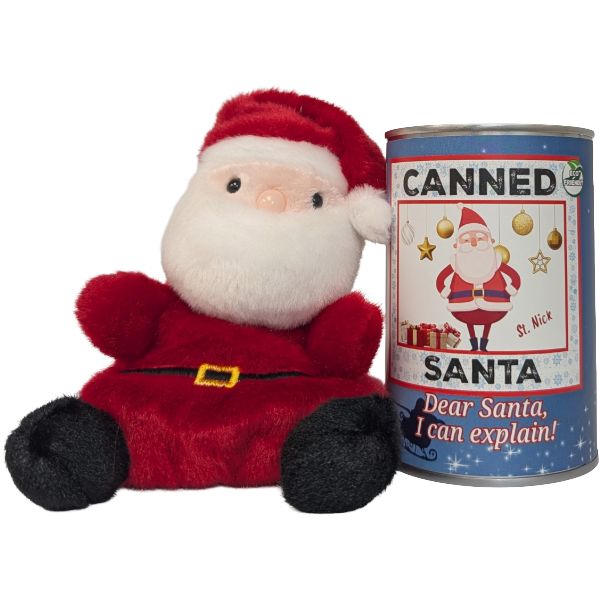 Canned Gifts Canned Santa Plush in a can with foil lid