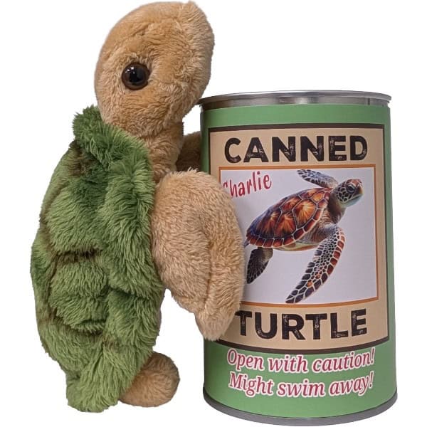 Canned Sea Turtle plush in a can by Canned Gifts