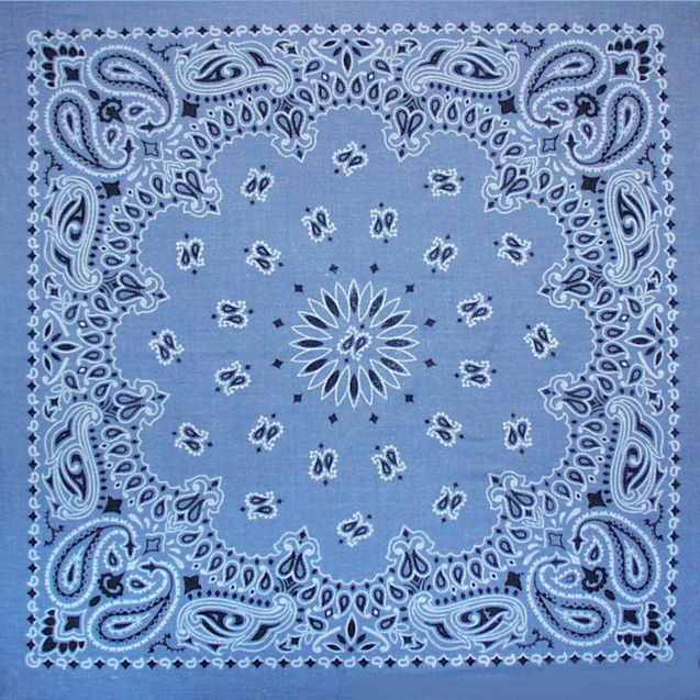 Chambray Paisley bandana from The Bandanna Company, folded flat