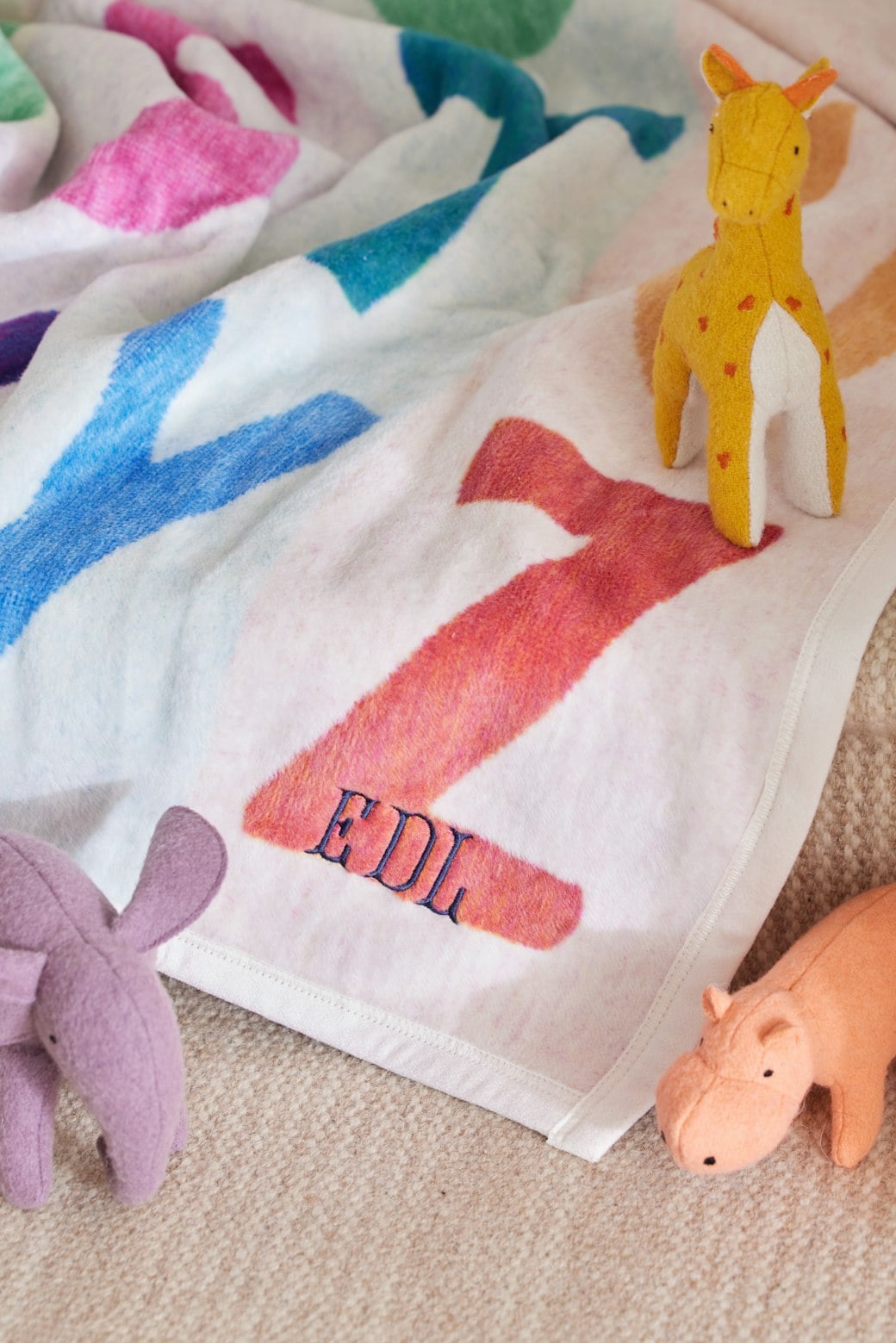 Chappywrap ABC Midi Blanket with a personalized name embroidery