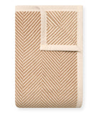 Folded Chappywrap Harborview Herringbone Blanket in tan with cream reverse and border
