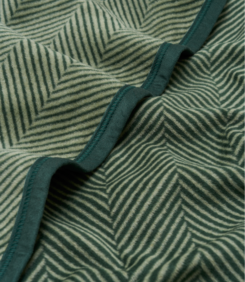 Close-up of the herringbone knit on the Chappywrap Harborview Herringbone Midi Blanket in Forest Green