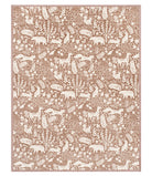 Full view of the Chappywrap Whimsical Woods Blanket in Sepia with foxes, rabbits and leaves