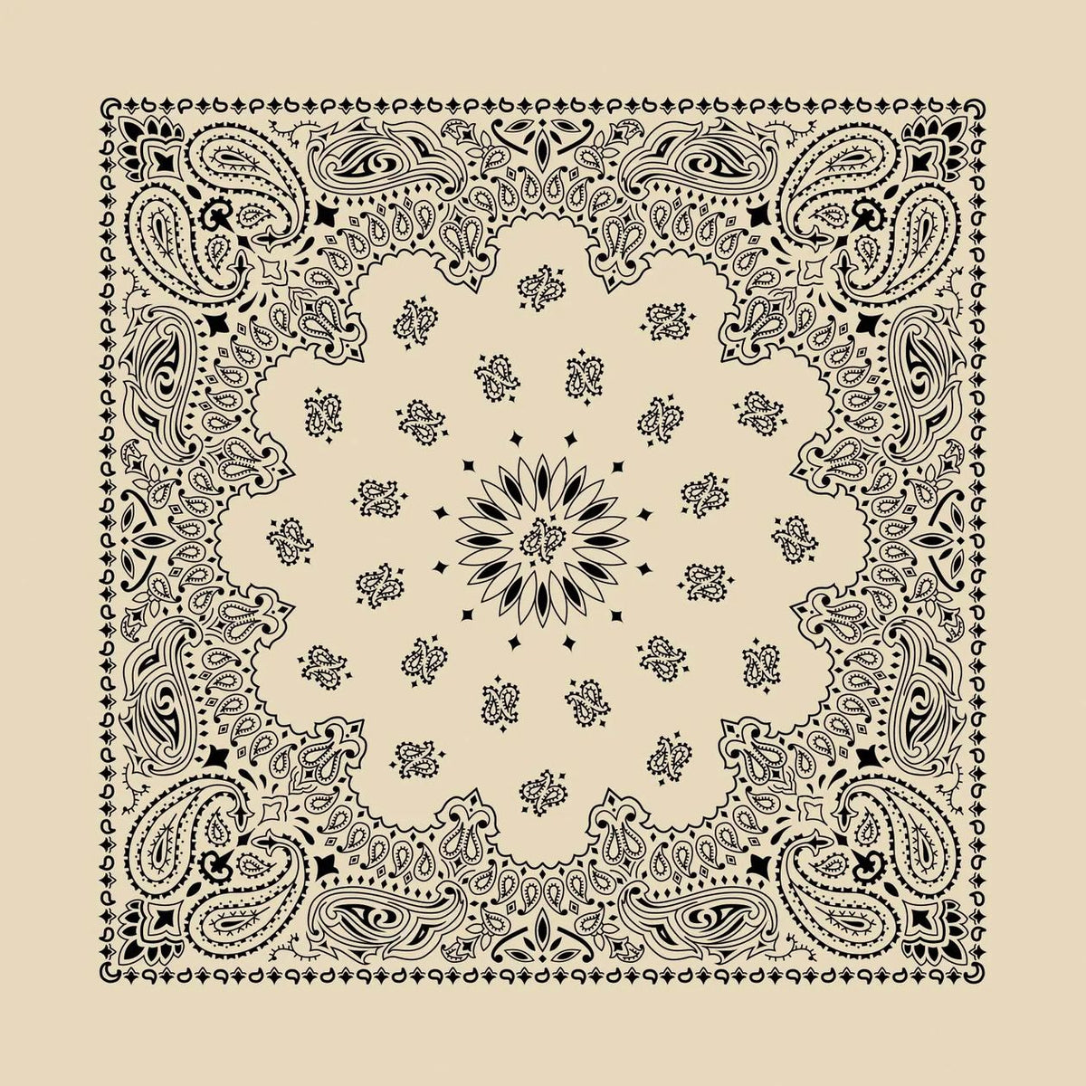 Contemporary Natural Paisley bandana from The Bandanna Company, folded flat
