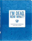 Blue book with decorative patterns and text on a blue background