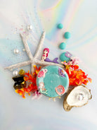 Earth Grown KidDoughs Mermaid KidDough Play Kit styled with shells, pearls and mermaid accessories