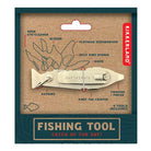 Fishing tool set with Kikkerland branding on a cardboard backing