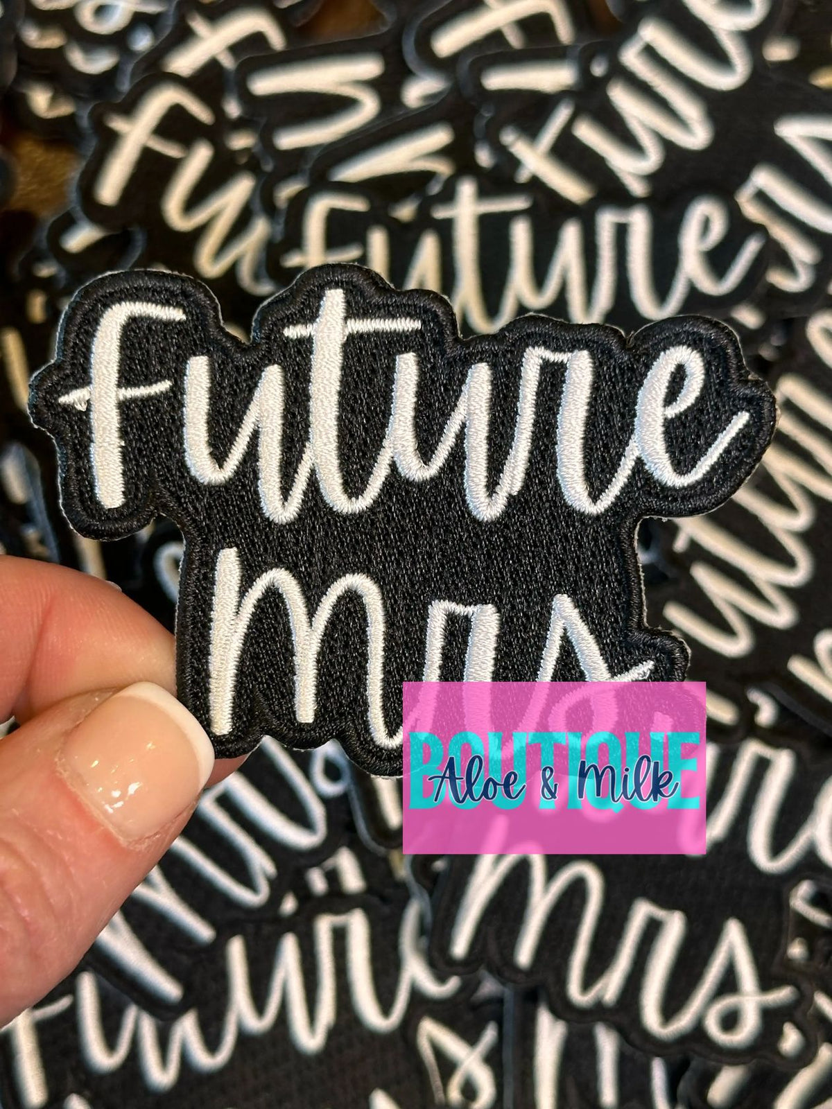 Black and white Future Mrs hat patch