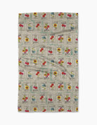 Geometry Flower Seed Packs tea towel showing the vintage seed packet print