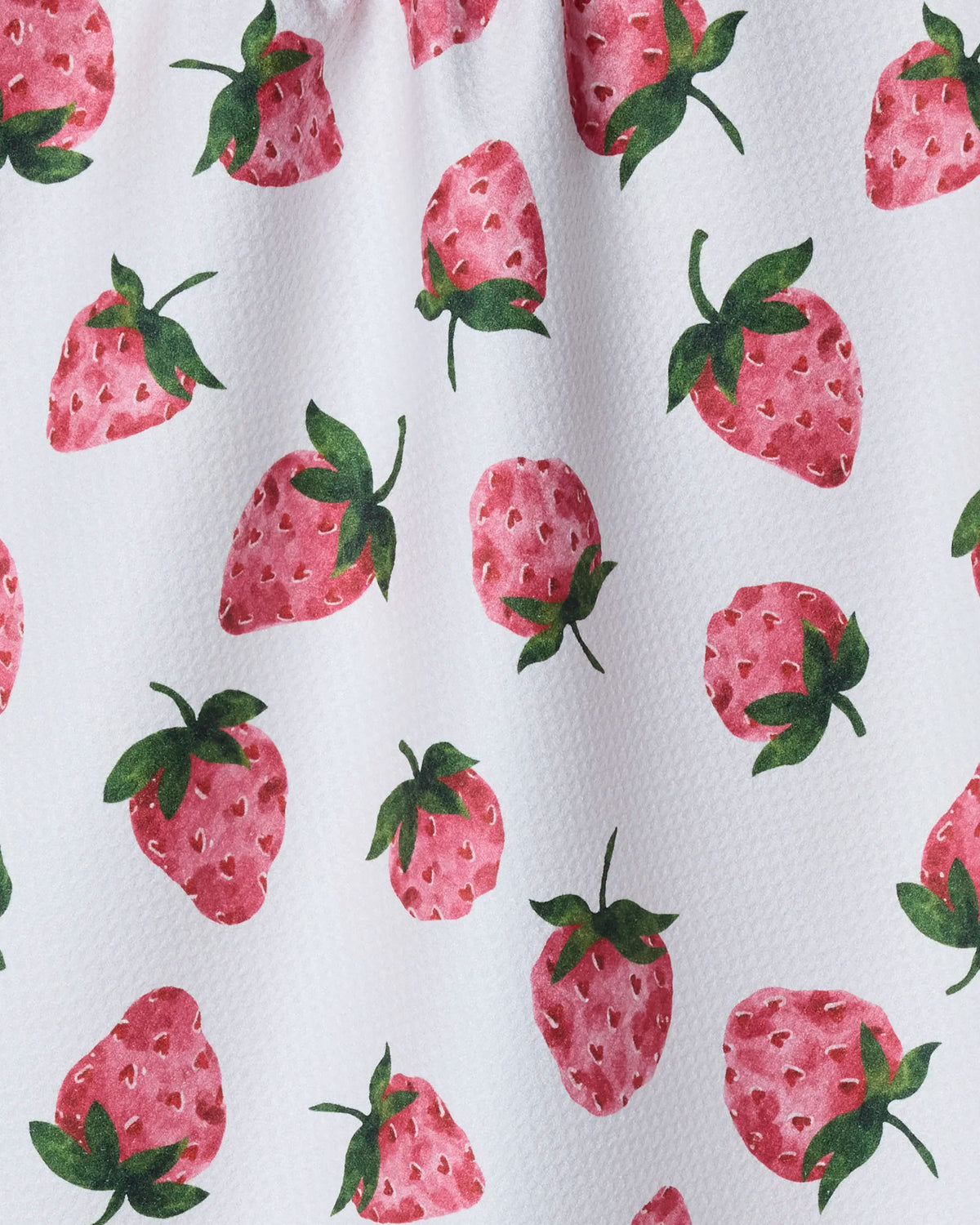 Close-up of the Geometry The Sweetest tea towel strawberry print