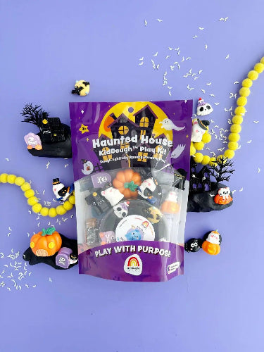 Haunted House Kiddough play dough kit with Halloween-themed play pieces