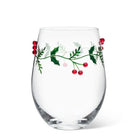 Abbott holly and berries stemless wine glass