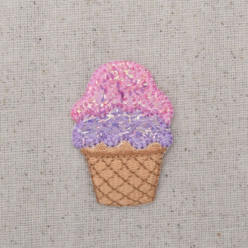 Embroidered ice cream cone and cupcake dessert iron-on patch