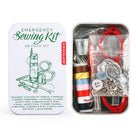 Kikkerland emergency sewing kit tin with thread, needles and scissors