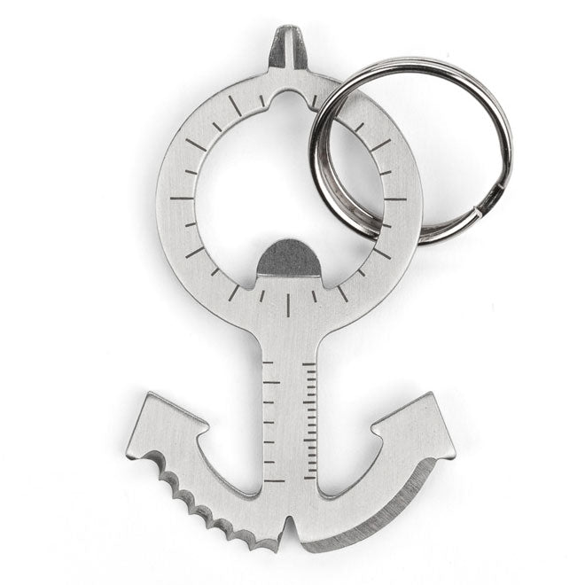 Kikkerland stainless steel anchor multi-tool on a key ring