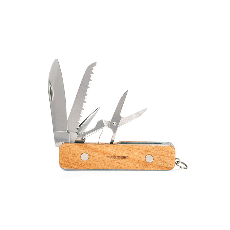 Kikkerland Huckleberry first pocket knife with tools open