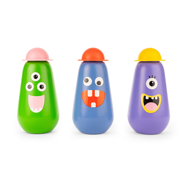 Kikkerland Kidoki monster bubbles in green, blue and purple