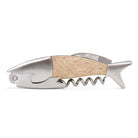Kikkerland Lightwood fish corkscrew waiter's tool, open
