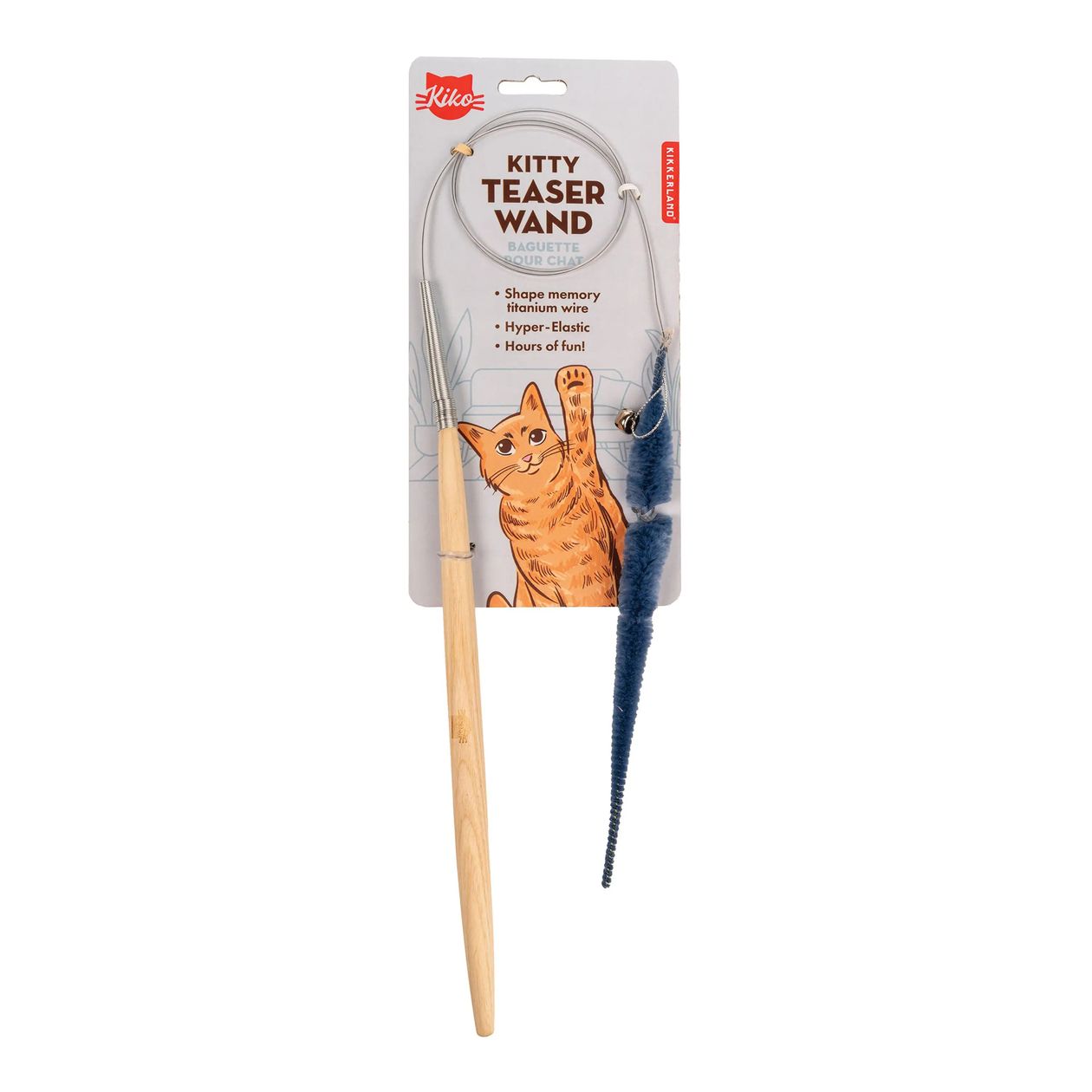 Kitty Teaser Wand with packaging featuring a cat illustration on a white background