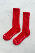 Le Bon Shoppe Ballet Socks in Strawberry red, slouchy ribbed crew socks