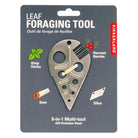 Leaf foraging tool packaging with Kikkerland branding on a gray background