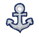 Embroidered mini blue and white nautical anchor iron-on patch