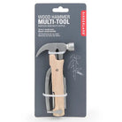 Wood hammer multi-tool packaging with Kikkerland branding on a gray background