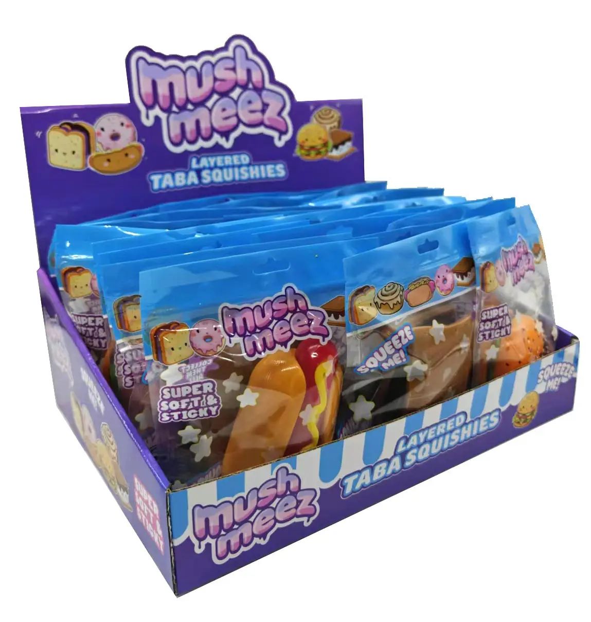 Mushmeez Layered Taba Squishies sweet treat squishy toys in purple display box