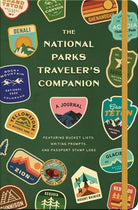 Journal with national park badges on a green cover
