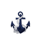 Embroidered navy blue and white rope coastal anchor iron-on patch