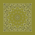 Olive Paisley bandana from The Bandanna Company, folded flat