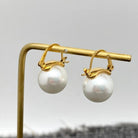 Square product photo of pearl charm 18K gold plated hoop earrings for Google Shopping