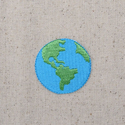 Embroidered planet earth globe iron-on patch