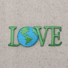 Embroidered planet earth with heart love iron-on patch