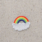Embroidered rainbow with cloud iron-on patch