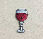 Embroidered red wine glass iron-on patch