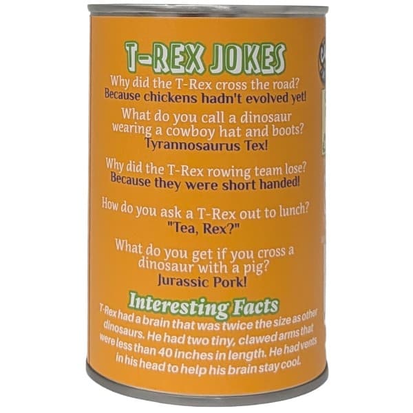 Rumble the Canned T-Rex plush in a can by Canned Gifts, view 2