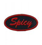 Embroidered Spicy in oval funny phrase iron-on patch